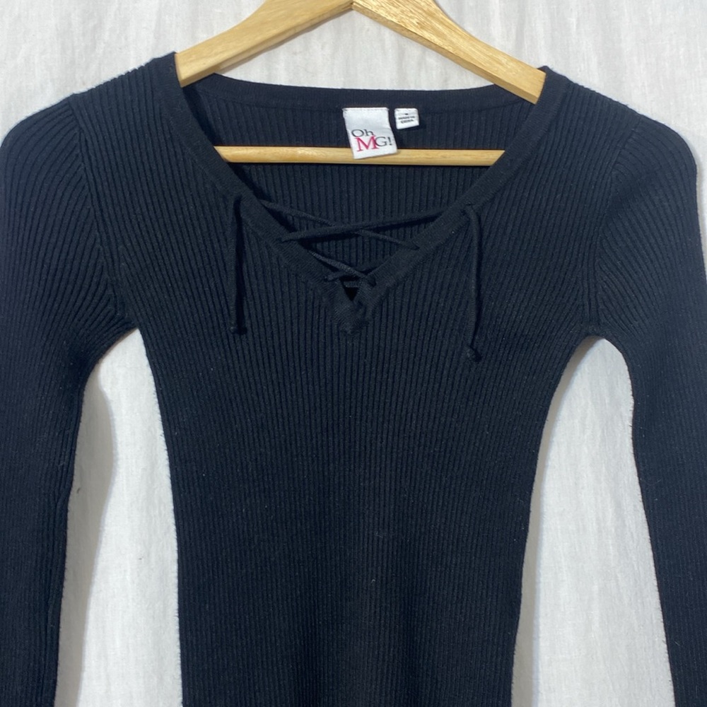 Ribbed Tie V-Neck, Sexy Bodycon Shirt